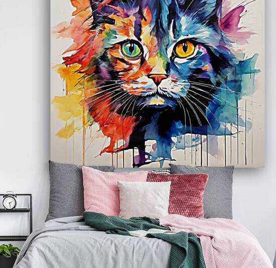 Splash of Feline Magic: A Watercolor Symphony of Colors by Adsmani