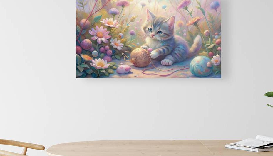 Dreamy Pastel Kitten in a Magical Floral Wonderland by jawad farah