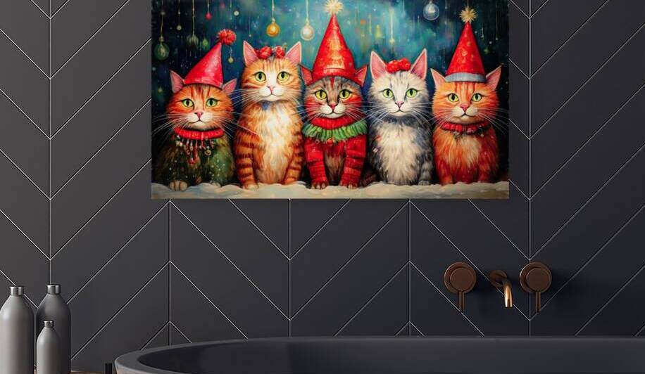Funky Christmas Cats  by Thea Menagh