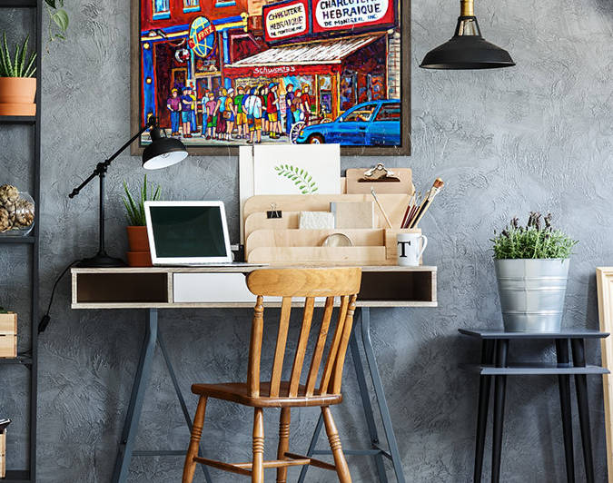 SCHWARTZ HEBREW DELI MONTREAL PAINTING PLATEAU  MONT ROYALBLUE CAR by Carole  Spandau