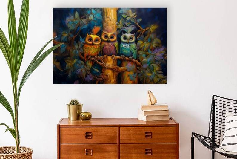 3 Owls in a tree 1 by Bob Tamburello