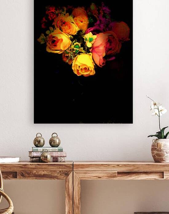 Abstract Pink and Yellow Rose Bouquet by Catriona Roberts Nature Photography and Designs