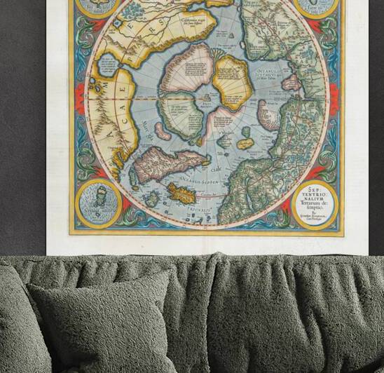 1595 Gerard Mercator Map of the Arctic – One of the Earliest Polar Projections Featuring Mythical Islands Magnetic Poles and Renaissance-Era Geographic Theories of the Frozen North by History In Your Home