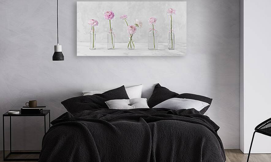 Ranunculus in Glass Bottles by Assaf Frank