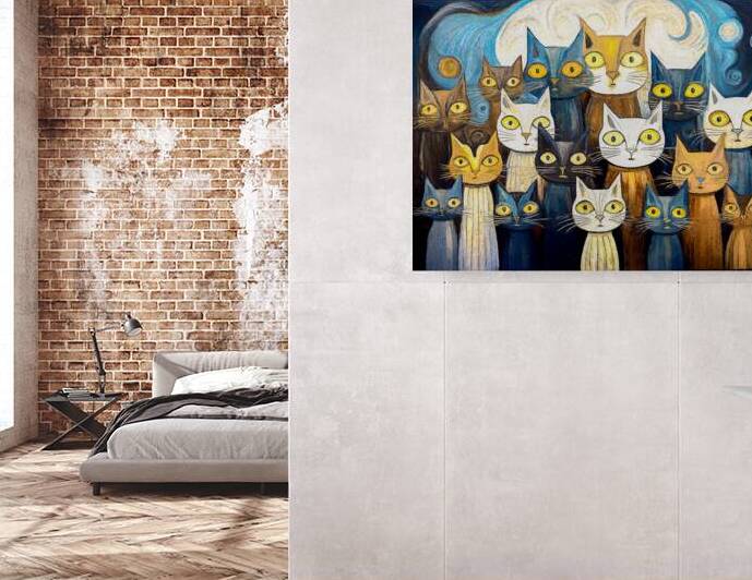 Family of Square Cats  by Thea Menagh