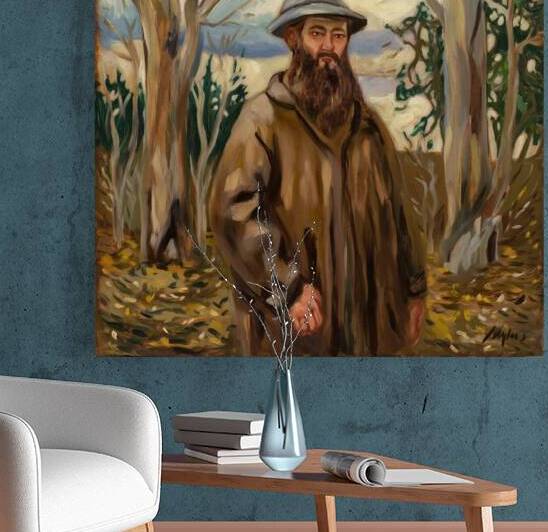 a rustic painting of a man with a long beard stan by Lotfi78