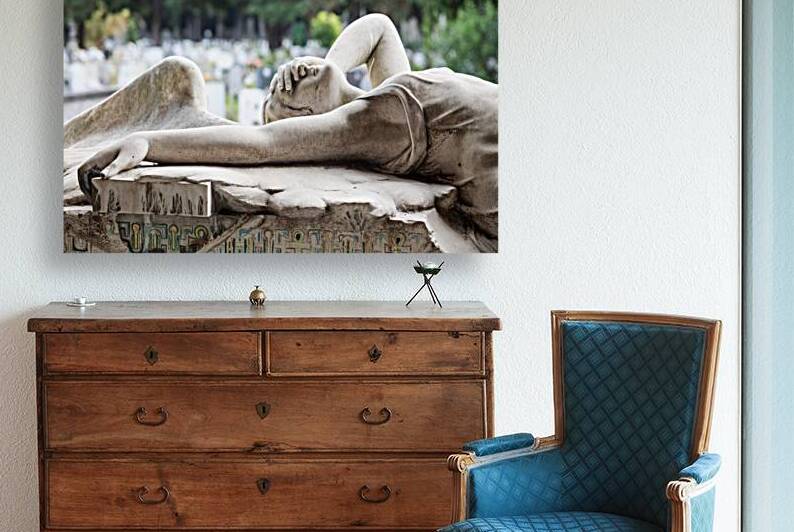 Genoa Italy   desperate angel crying on Ribaudo family tomb 19 by Paolo Modena