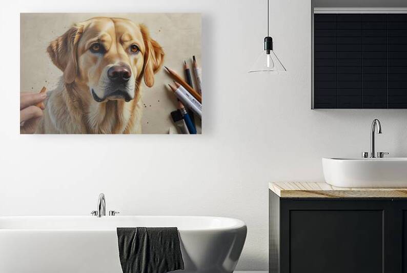 Heartwarming Labrador Watercolor Portrait – Lifelike Dog Art for Pet Lovers by Wall Martique