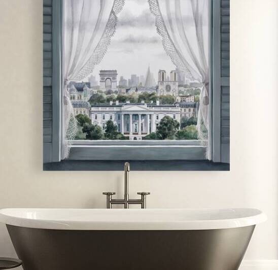 a serene and delicate watercolor painting of an i by Lotfi78