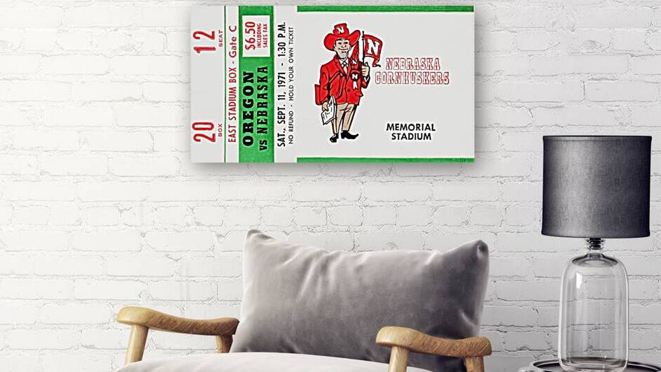 1971 Oregon vs. Nebraska Football Ticket Art by Row One Brand