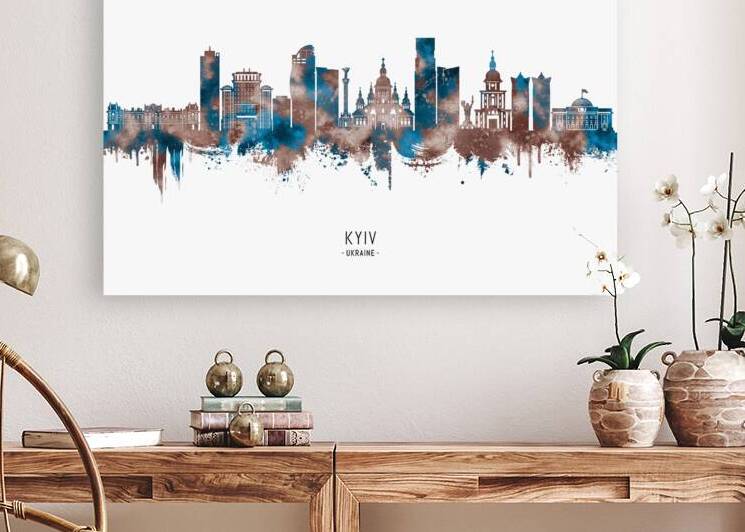 Kyiv Ukraine Skyline Sepia by Towseef Dar