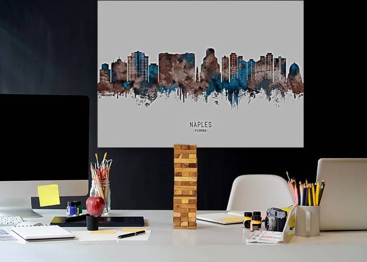 Naples USA Skyline Sepia by Towseef Dar