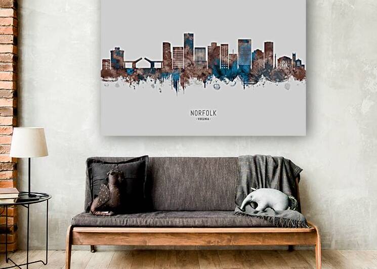 Norfolk Virginia Skyline Sepia by Towseef Dar