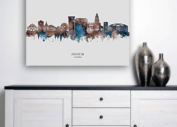 Anaheim California Skyline Sepia by Towseef Dar