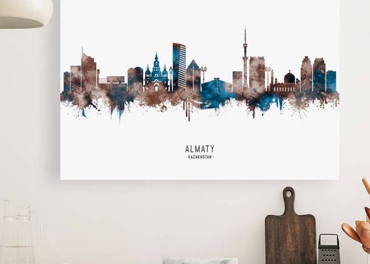 Almaty Kazakhstan Skyline Sepia by Towseef Dar