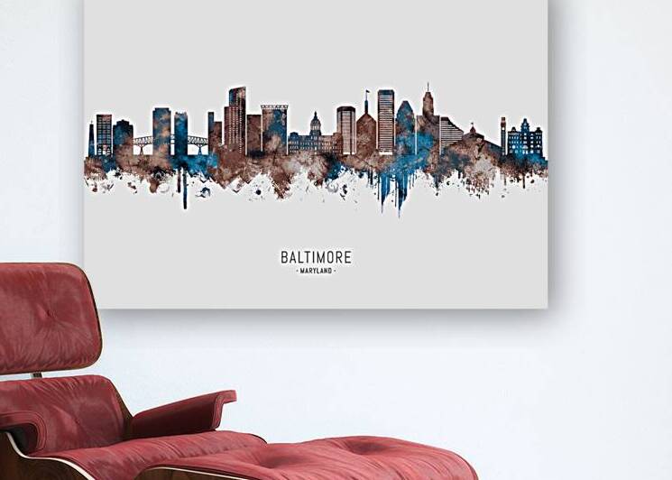 Baltimore Maryland Skyline Sepia by Towseef Dar