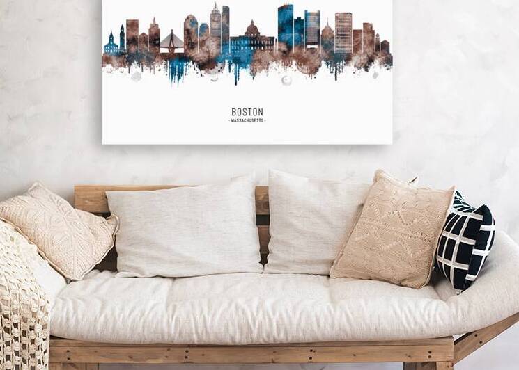 Boston Massachusetts Skyline Sepia by Towseef Dar