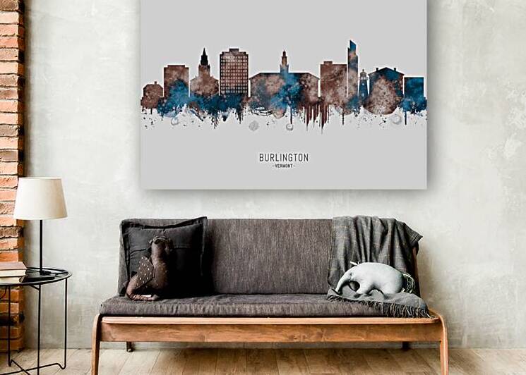 Burlington Vermont Skyline Sepia by Towseef Dar