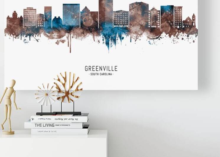 Greenville South Carolina Skyline Sepia by Towseef Dar