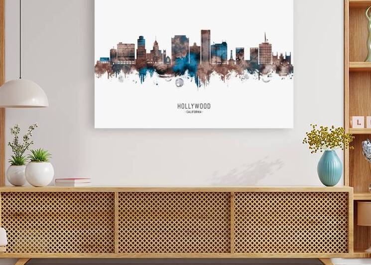 Hollywood California Skyline Sepia by Towseef Dar