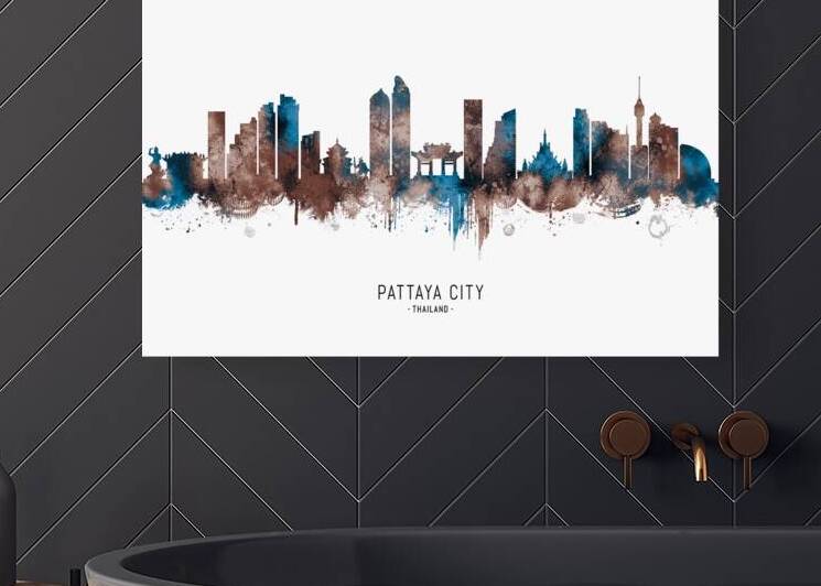 Pattaya City Skyline Sepia by Towseef Dar