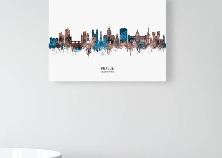 Prague Czech Republic Skyline Sepia by Towseef Dar