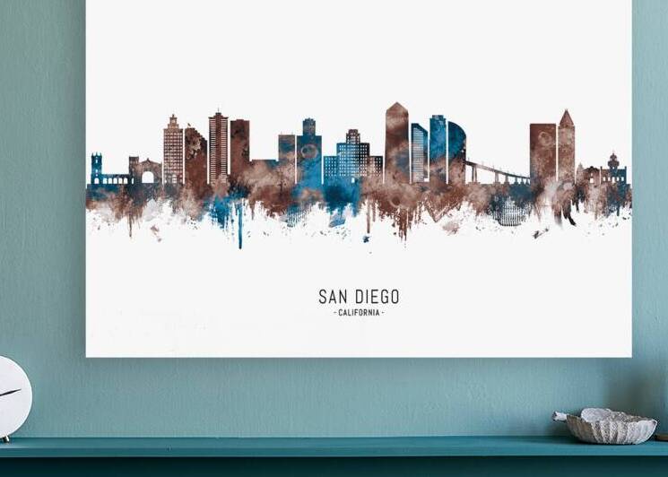 San Diego California Skyline Sepia by Towseef Dar