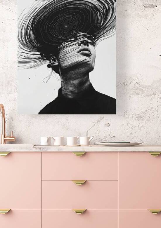 Online print canvas | Minimalist Sketch of a Man in a Depression Vortex - Emotional Art by Fabd