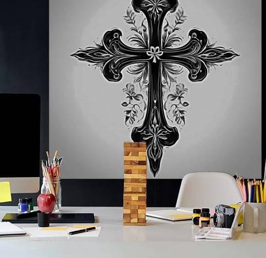 Intricate Floral Cross Design by Fab Haven