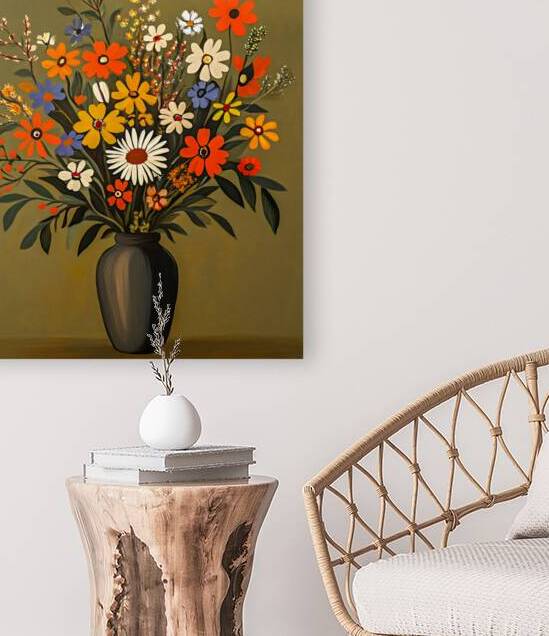 Warm Bright Flowers on Olive by Travelling Light