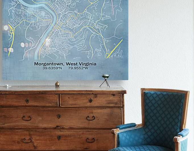 Blueprint of Morgantown WV city streets by Steve Heap