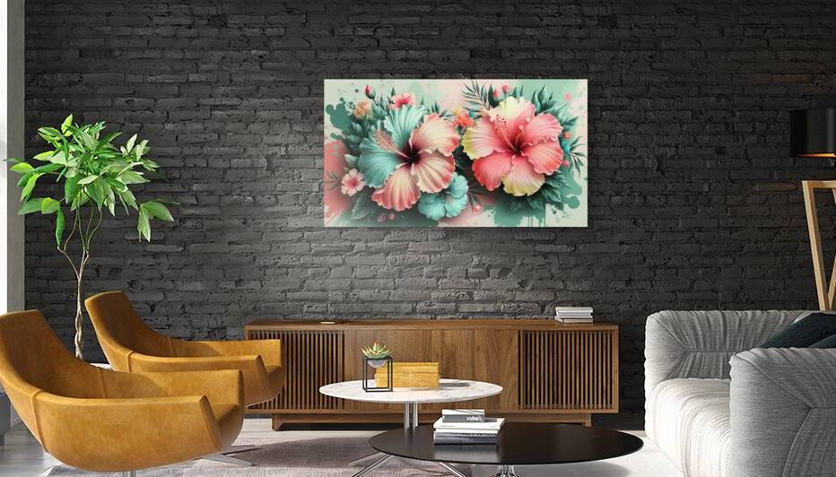 Tropical Elegance: Vibrant Hibiscus Bloom Wall Art  by Mohammed adam