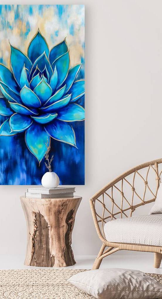 Blue Succulent Panel by Travelling Light