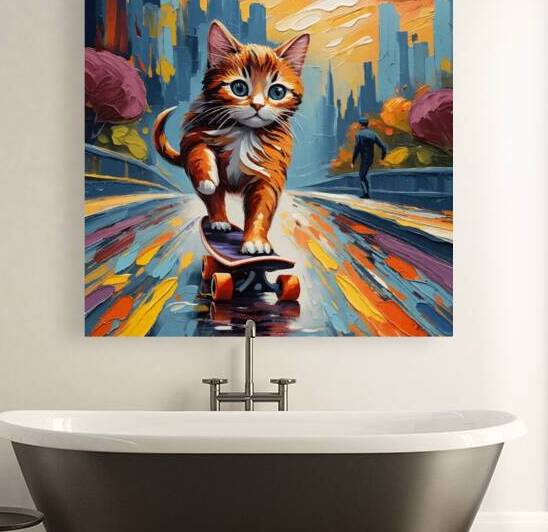 The Sunset Skater Cat by Visual Orchid