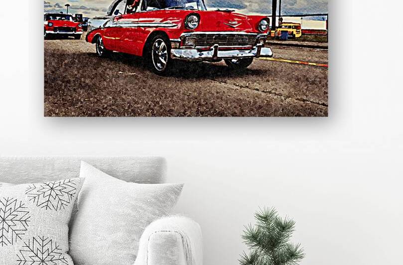 Watercolor art of a classic 1956 Chevrolet Bel Air by Gestalt Imagery