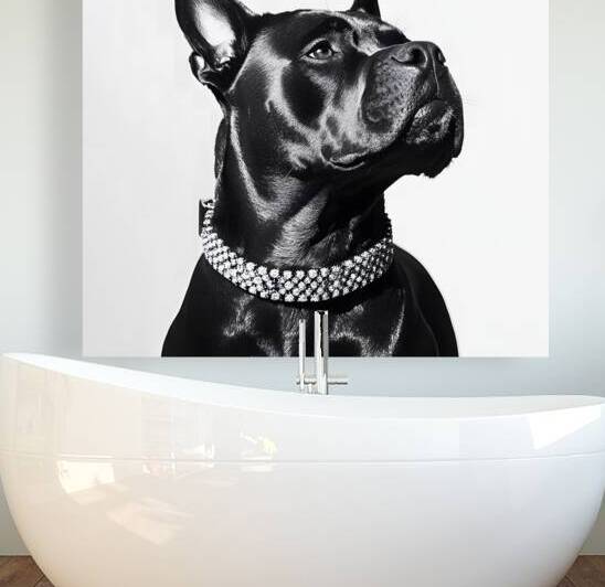 Elegant Black Pitbull Portrait by Fab Haven