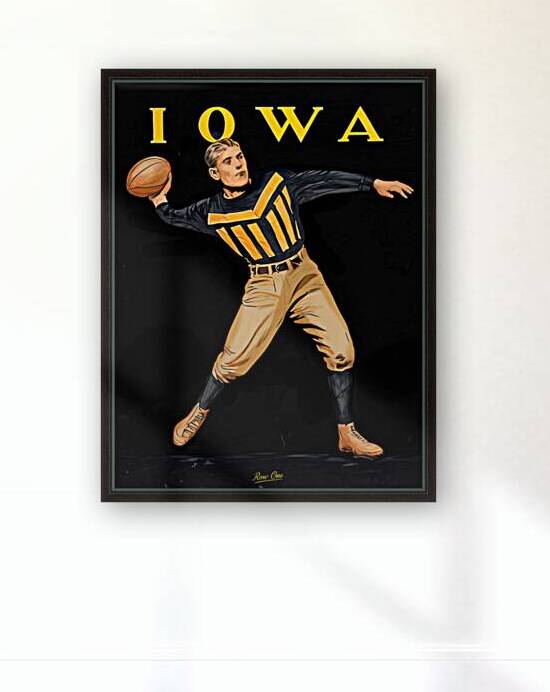 Iowa Hawkeyes Vintage Football Art by Row One Brand