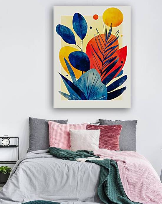 Abstract Leaves Red Ochre Navy by Travelling Light