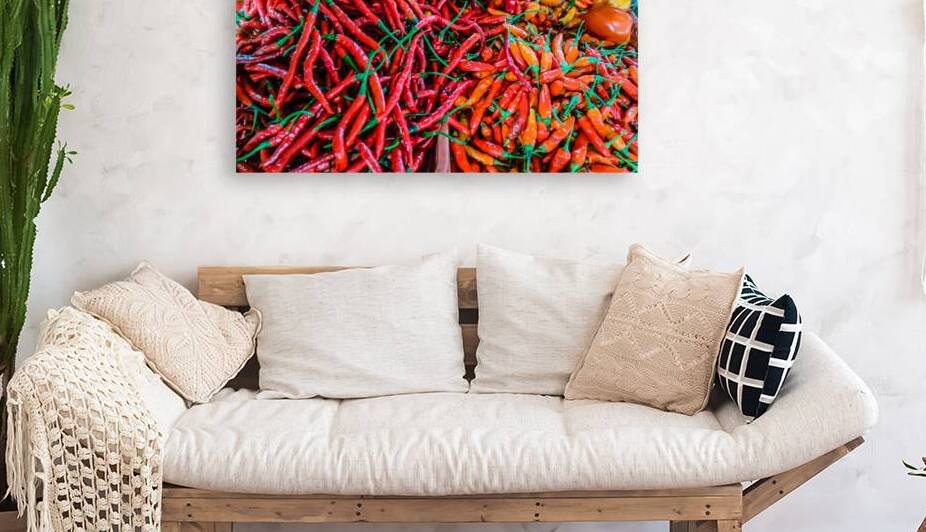 Fresh Red Chili Peppers at Market by urbancamshot