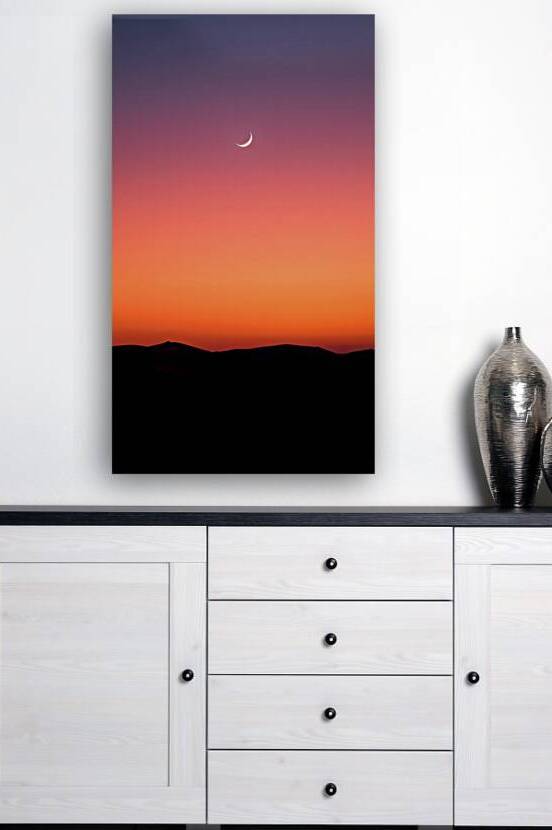 Crescent Moon in Vibrant Dusk Glow by Fab Haven