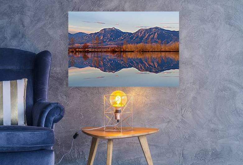 Flatirons Sunrise Reflections Light Panorama Boulder Colorado  by Bo Insogna