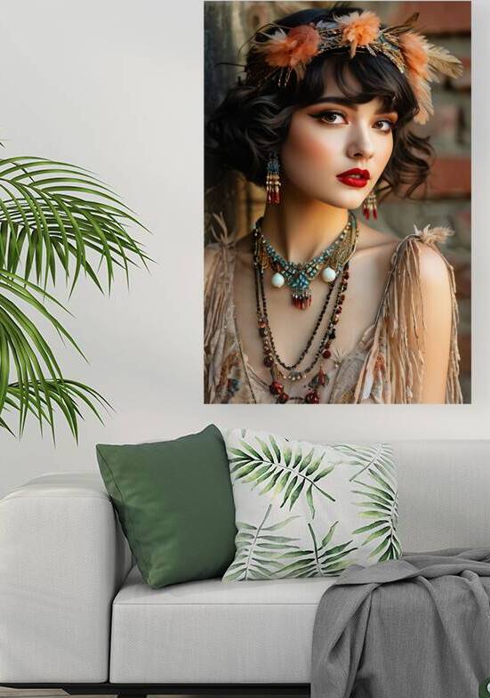 A Beautiful lady at a festival 1920s hall  hote | canvas & framed wall decor by Fabd