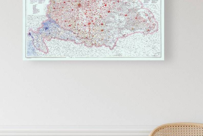 1920 Ethnographical Map of Hungary Depicting Ethnic and Linguistic Groups After the Treaty of Trianon and the Collapse of the Austro-Hungarian Empire by History In Your Home