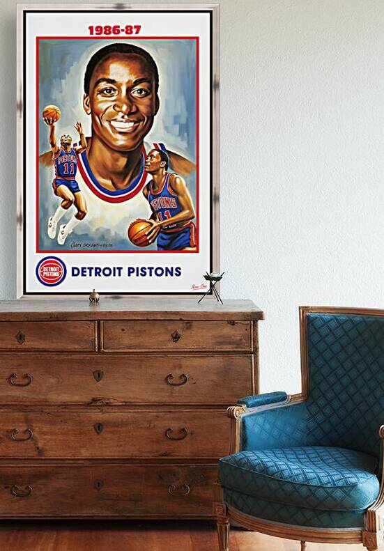 1986 Isiah Thomas Detroit Pistons Art by Row One Brand