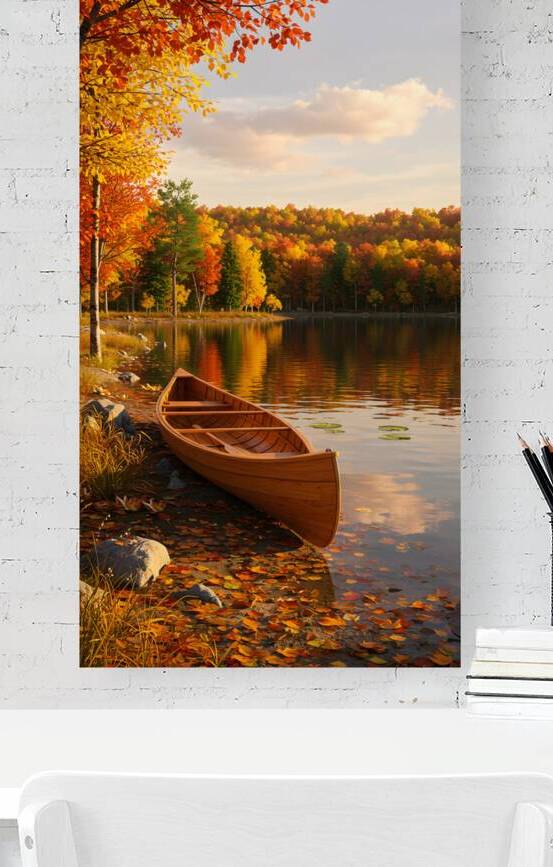 Tranquil Autumn Lake A Serene Reflection of Fall by WallArtShow