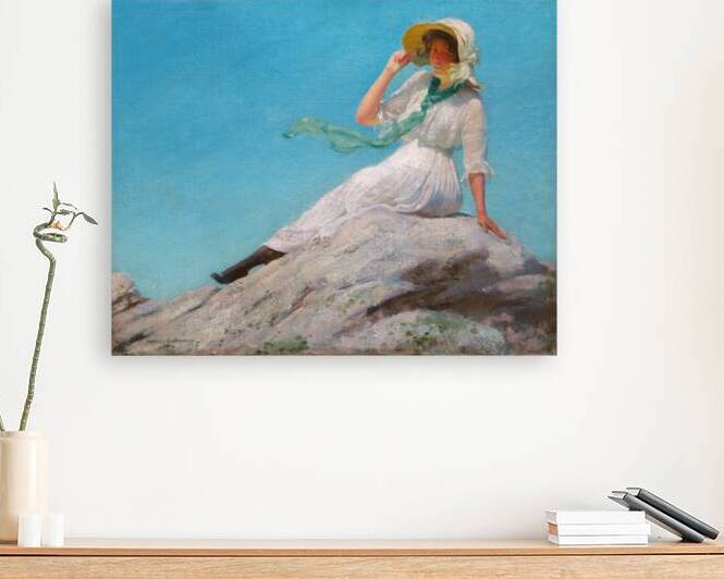 Woman On A Sunny Morning Vintage Oil Painting by One Simple Gallery