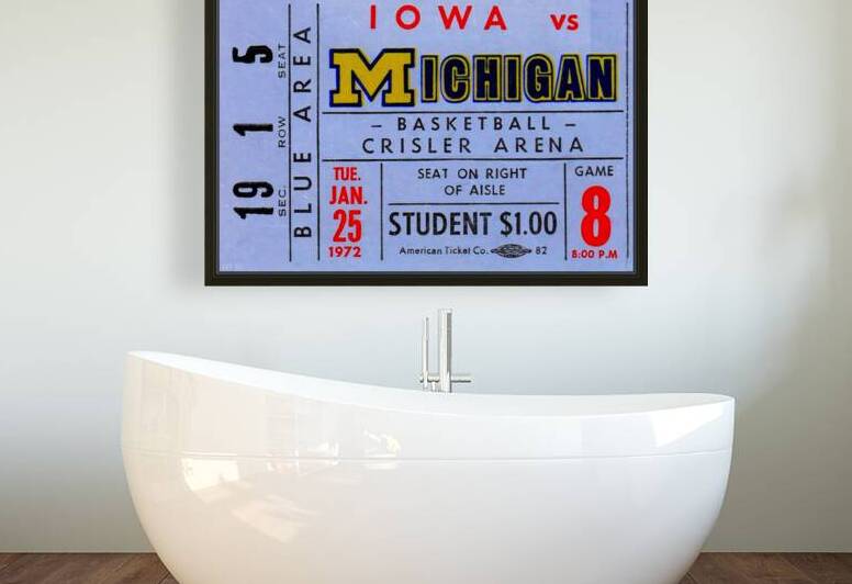 1972 Michigan vs. Iowa Basketball Ticket Art by Row One Brand