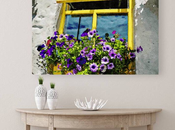 Charming yellow window with flowers on Inishmore Island by Gestalt Imagery
