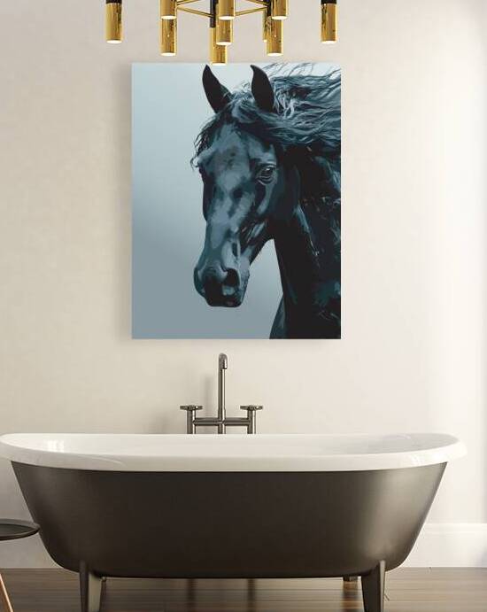 Majestic Black Horse Portrait by Ramy Salah Hefny