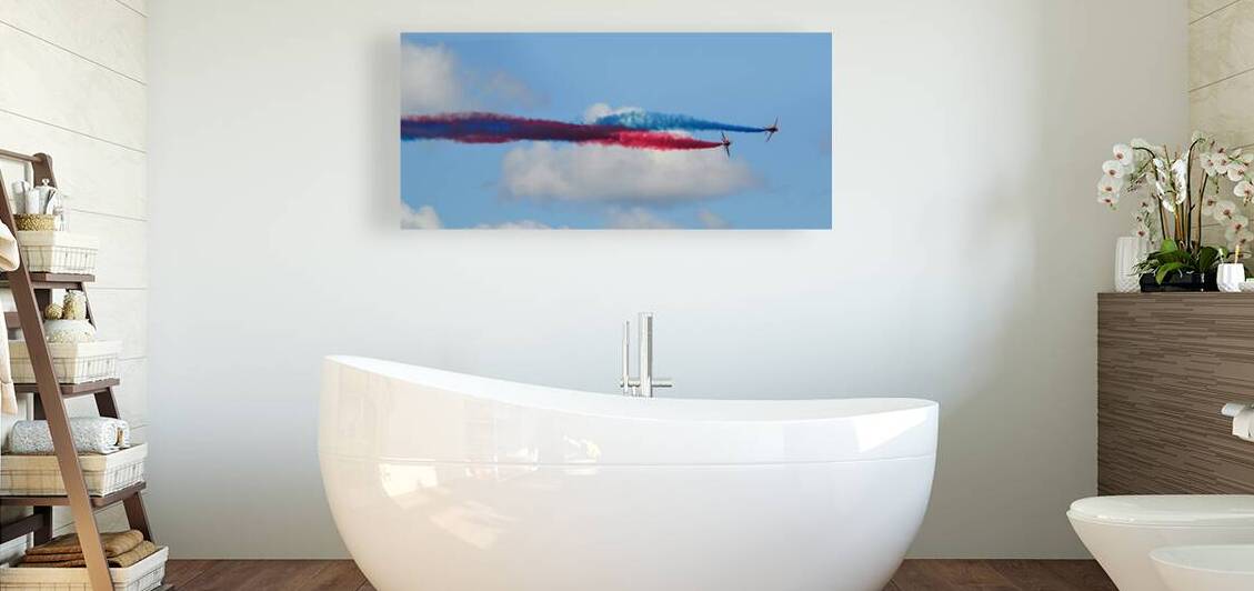 Red Arrows swirling coloured smoke NY International Airshow by Ross Sharp